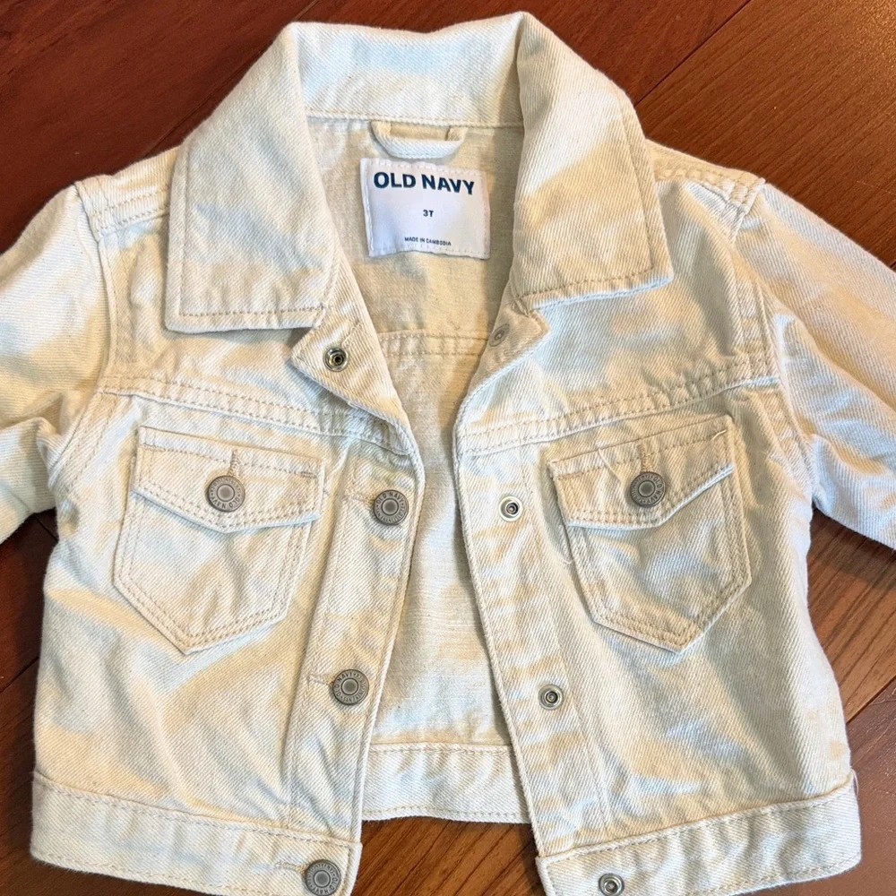 Old Navy Toddler Off-White Jean Jacket - 3T